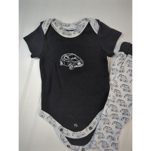 Finn by Finn + Emma Pants Onesie Outfit Black White 0-3M - Picture 2 of 6
